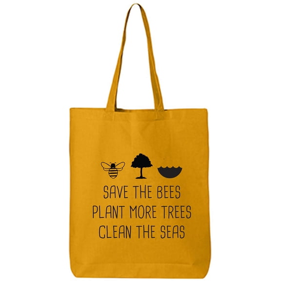 Save The Bees Plant More Trees Cotton Canvas Tote Bag