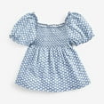 thumbnail image 2 of Vedolay Girls Summer Fashion Puff Sleeve Round Neck Solid Color Top,Navy 12-18 Months, 2 of 5