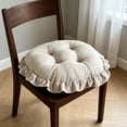 thumbnail image 6 of Boho Cotton Round Chair Cushions for Dining Chairs, Farmhouse Rustic Ruffled Chair Pads, Soft Comfortable Seat Stool Cushions for Kitchen Chairs Home Decor (Khaki,Diameter 15.8"), 6 of 6