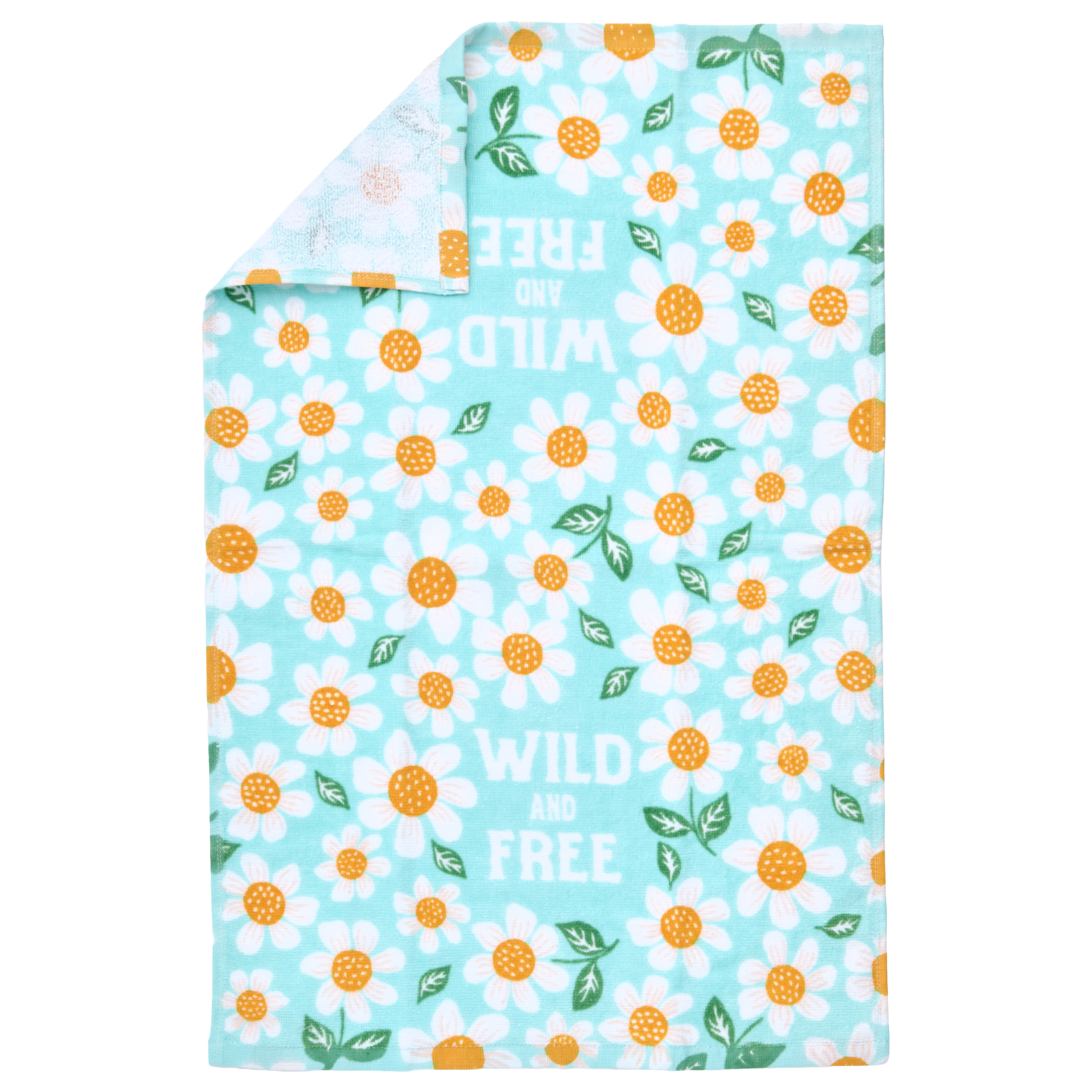 RITZ 100% Cotton Summer Kitchen Towels, Set of 4, Daisy Free Dish Towels Set