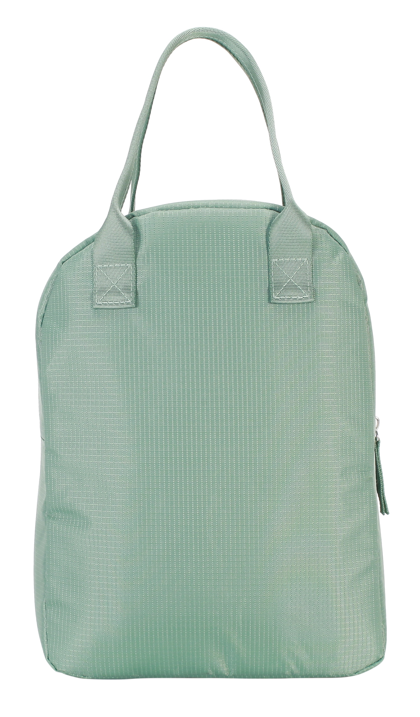 Mainstays Green Reusable Rounded Top Polyester Lunch Bag with Zippered Main Compartment and Front Pocket, Ideal Use for School, Workday Meals and Travel