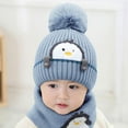 thumbnail image 4 of 1-3T Baby Toddler Kids Winter Hats Warm Knit Scarf Hood Fleece Earflap Hat, 4 of 8