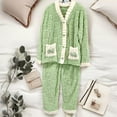 thumbnail image 5 of hotojiny Flannel Pajamas for Women Set Two Piece Sleepwear Winter Warm Fuzzy Button Down Shirt with Fleece Pants Loungewear, 5 of 5