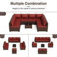 thumbnail image 3 of ELPOSUN 9 Pieces Patio Furniture Set All Weather Outdoor Sectional Sofa, Outdoor Modern Sectional Furniture Wicker Couch with Glass Coffee Table, Thicken Red Cushions, Water Resistant, 3 of 8