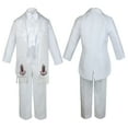 thumbnail image 3 of Baby Boy Christening Baptism Formal White Tail Suit Silver Gold Maria on Stole Sm-20, 3 of 4