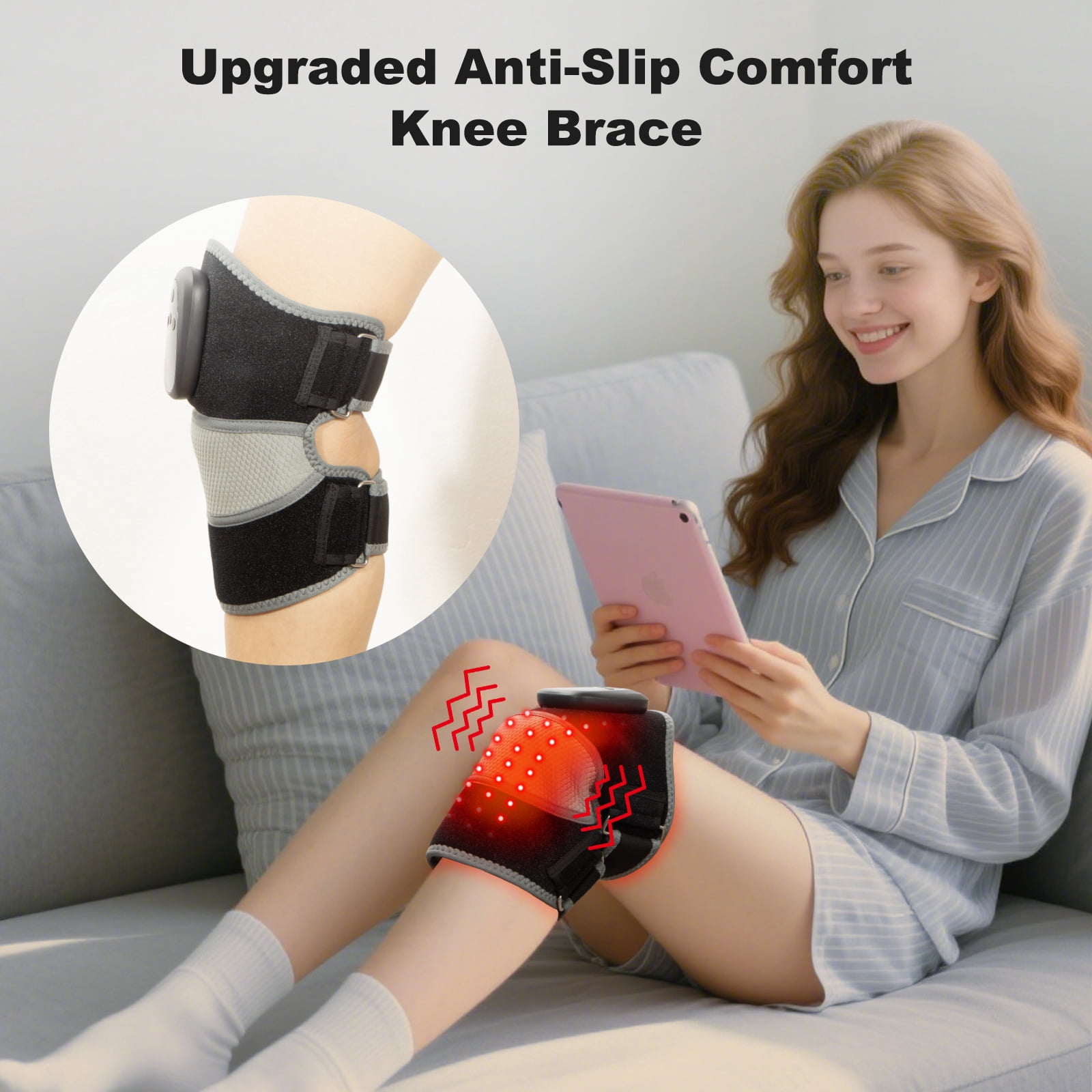 HONGJING Knee Massager with Heat, 2-in-1 Heating Pad with Massager for Knee Shoulder
