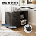thumbnail image 4 of Gianna 3 Drawer File Cabinet with Wheels and Open Storage Shelves for Home Office, Black, 4 of 6