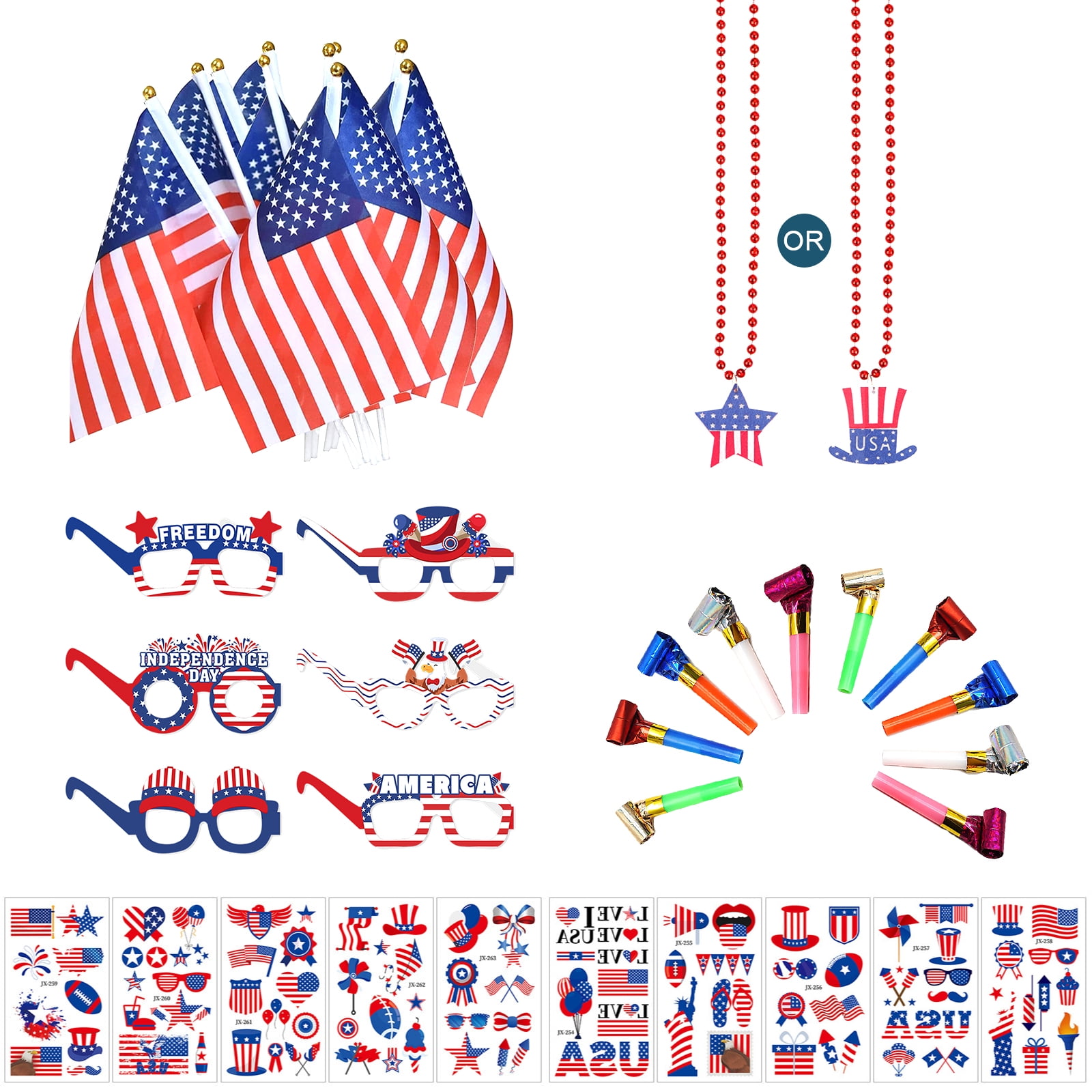 Parasom 86Pcs 4th of July Accessories Patriotic Party Favors Glasses
