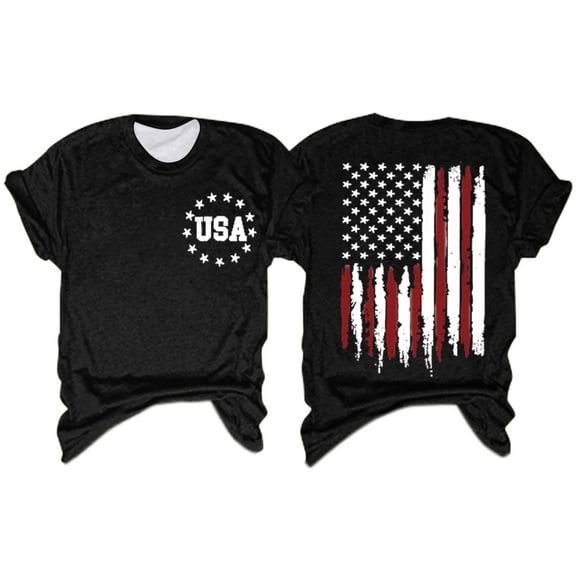 Uooqdmx Tops for Women Trendy Womens Blouses Casual Printing Short Sleeves Round Neck Loose T Shirt Blouse Tops Tunic Tops for Women Loose Fit Dressy Black L