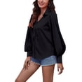 thumbnail image 4 of Txlixc Blusa de mujer, camisa de botón de manga larga con solapa de color sólido Txlixc moda, 4 of 7