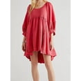 thumbnail image 2 of xiaxaixu Robe d'Été Mini pour Femmes Manches Lanterne Couleur Unie Tunique Ample Robe Courte Bouffante, 2 of 6