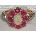 thumbnail image 4 of LBG British Made 10k Rose Gold Opal & Ruby ring Womens Statement Ring - 33 size options - Size 11.75, 4 of 5