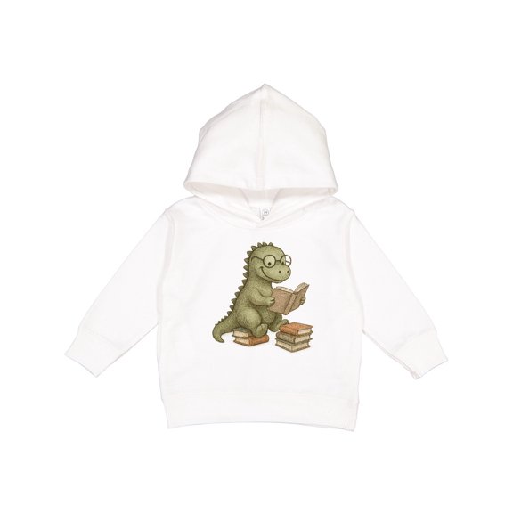 Inktastic Dinosaur Reading Books Cute Glasses Illustration Toddler Hoodie