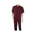 thumbnail image 7 of Men INSERCH 2pc Walking Leisure Suit Shirt Pants Set Short Sleeves 9356 Burgundy, 7 of 7