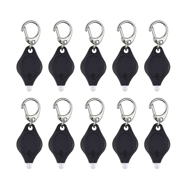 Graflsoa 10-Pack LED Keychain Flashlights with Push/Slide Switch, CR2032 Battery, Multi-Color Options, Compact Design (60x22x8mm)