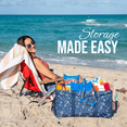 thumbnail image 2 of Extra Large Utility Tote Bag - Oversized Collapsible Reusable Wire Frame Rectangular Canvas Basket with Two Exterior Pockets - Anchor, 2 of 9