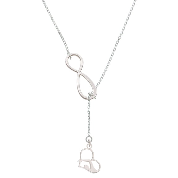 Delight Jewelry Silvertone Swimmer in Heart Silver tone Elegant Infinity Lariat Necklace
