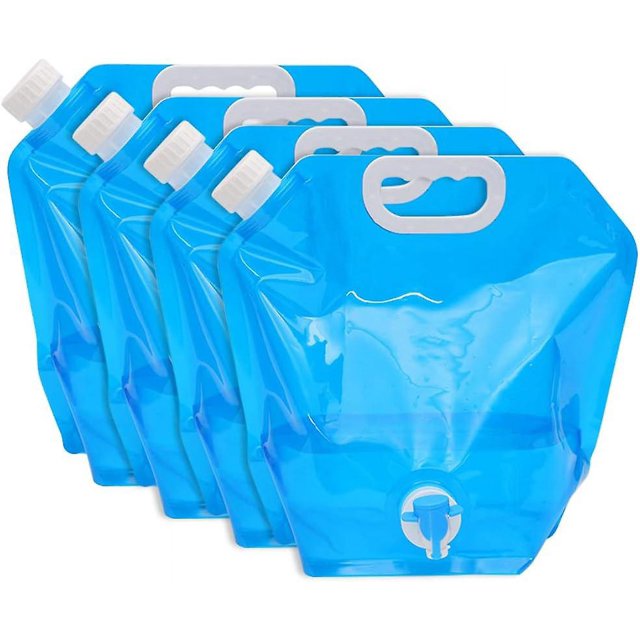 Bolsa de almacenamiento de agua de 4 Uds., bolsa plegable de 10L de gran capacidad con válvula, portátil de calidad alimentaria, sin fugas, para acampar, senderismo al aire libre