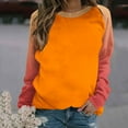 thumbnail image 2 of Youyipin Long Sleeve Shirts for Women Oversized Sweatshirt for Women Fall Winter Trendy Patchwork Color Plunge Sleeve Round Neck Lightweight Pullover Tops, 2 of 5