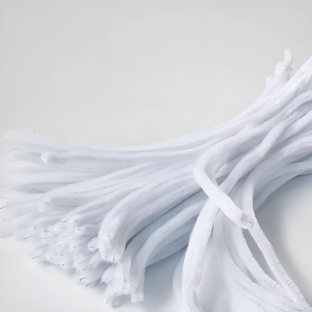 BESTSKY 100 Pieces 7mm x 12 Inch Pipe Cleaners, Thick Fuzzy White Chenille Stems for Craft Supplies Kids DIY Art Decorations