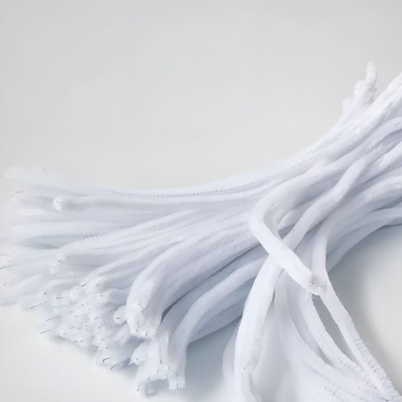 BESTSKY 100 Pieces 7mm x 12 Inch Pipe Cleaners, Thick Fuzzy White Chenille Stems for Craft Supplies Kids DIY Art Decorations