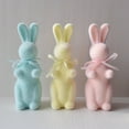 thumbnail image 3 of 3PCS Easter Flocked Bunnies Figurine with Bow tie, Pastel Flocking Rabbit Tabletop Ornament for Easter Centerpieces for Spring Home Office Table Decor, Party Supplies Gifts for Friends, 3 of 9