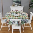 thumbnail image 2 of Colorful Skull Pattern Round Tablecloth 60"x60",Wrinkle Wipeable Table Cloth for Kitchen Dining Room Picnic Patio Party, 2 of 6