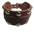 thumbnail image 2 of Men's Studded Brown Leather Wide Watch Band, Buckle Closure, 2 of 3