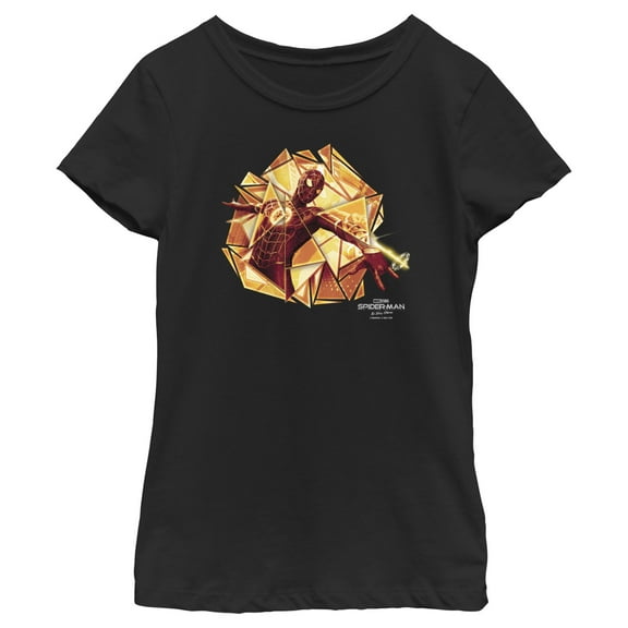 Girl's Marvel Spider-Man: No Way Home Gold Web Shot  Graphic Tee Black X Large