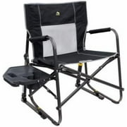 GCI Outdoor Freestyle Rocker XL with Side Table Camping Chair | Portable Folding Rocking Chair with Solid, Durable Armrests, Drink Holder & Comfortable Backrest  Black