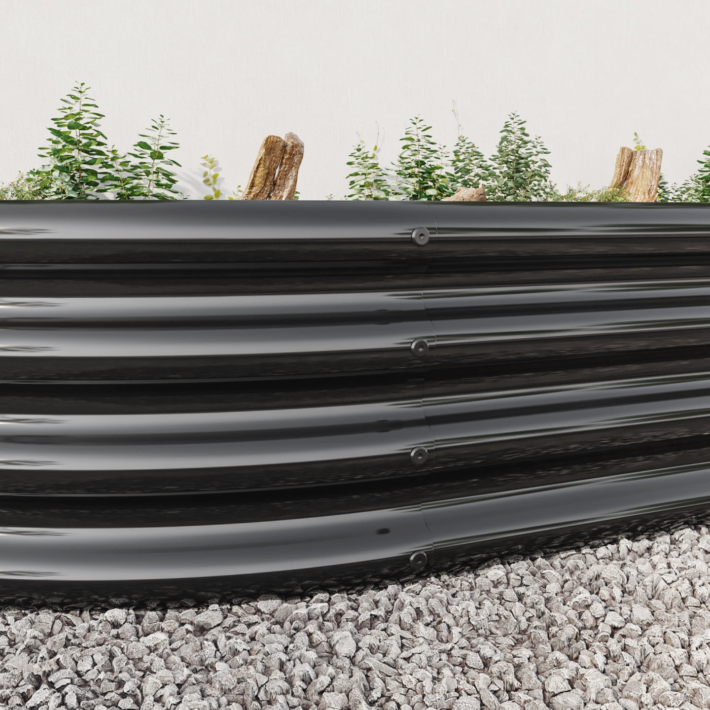 Galvanized Raised Garden Bed, Metal Planter Raised Garden Boxes Outdoor, Oval Large Metal Raised Garden Bed for Vegetables, Flowers, Black  88.98"L * 44.68"W