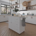 thumbnail image 2 of 52.7" W Rolling Mobile Kitchen Island with Solid Wood Top and Locking Wheels,Storage Cabinet and Drop Leaf Breakfast Bar White, 2 of 5