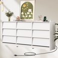 thumbnail image 3 of 70" White Dresser with 7 Large Drawers & Charging Station, Modern Wood Chest of Drawers Handle Free, 9 Drawers Dresser for bedroom, Living Room, Entryway, Hallway, 3 of 13