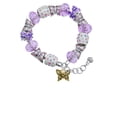 thumbnail image 2 of Delight Jewelry Goldtone Small Antiqued Crystal Butterfly Purple Butterfly Bead Charm Bracelet, 7"+1" Extender, 2 of 5