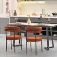 thumbnail image 3 of Dining Chairs Set of 2, Mid Century Modern Dining Chair Kitchen & Dining Room Chairs, Curved Backrest Chair Round Upholstered Dining Chairs with Metal Legs, Brown, 3 of 9