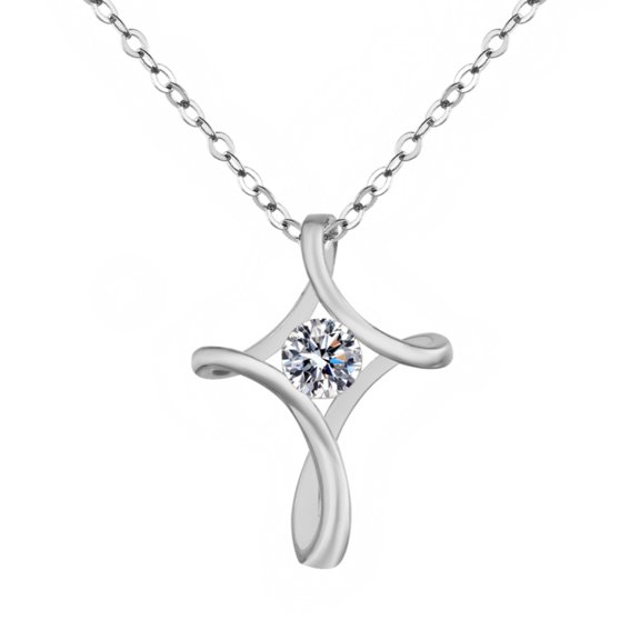 Cross Necklace for Women, 925 Sterling Silver Birthstone Necklace for Women with Diamond Sideways Cross Necklace Birthstone Jewelry Birthday Gifts for Women
