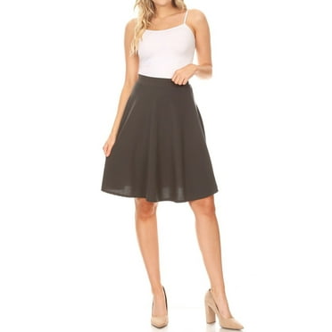 Women's Basic Stretchy Casual Solid A-Line Midi Skirts
