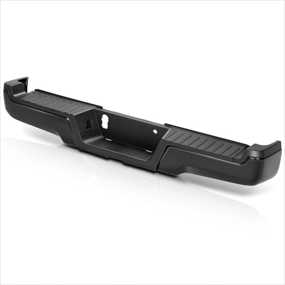 Suitable for Rear Bumpers Replacement Compatible with 2017-2022 Ford F-250 350 Super Duty, Bumpers Assembly Step Pads w/License Plate Lamps, Non Parking Assist Sensor Holes, HC3Z17906GPTMPFM ，Black