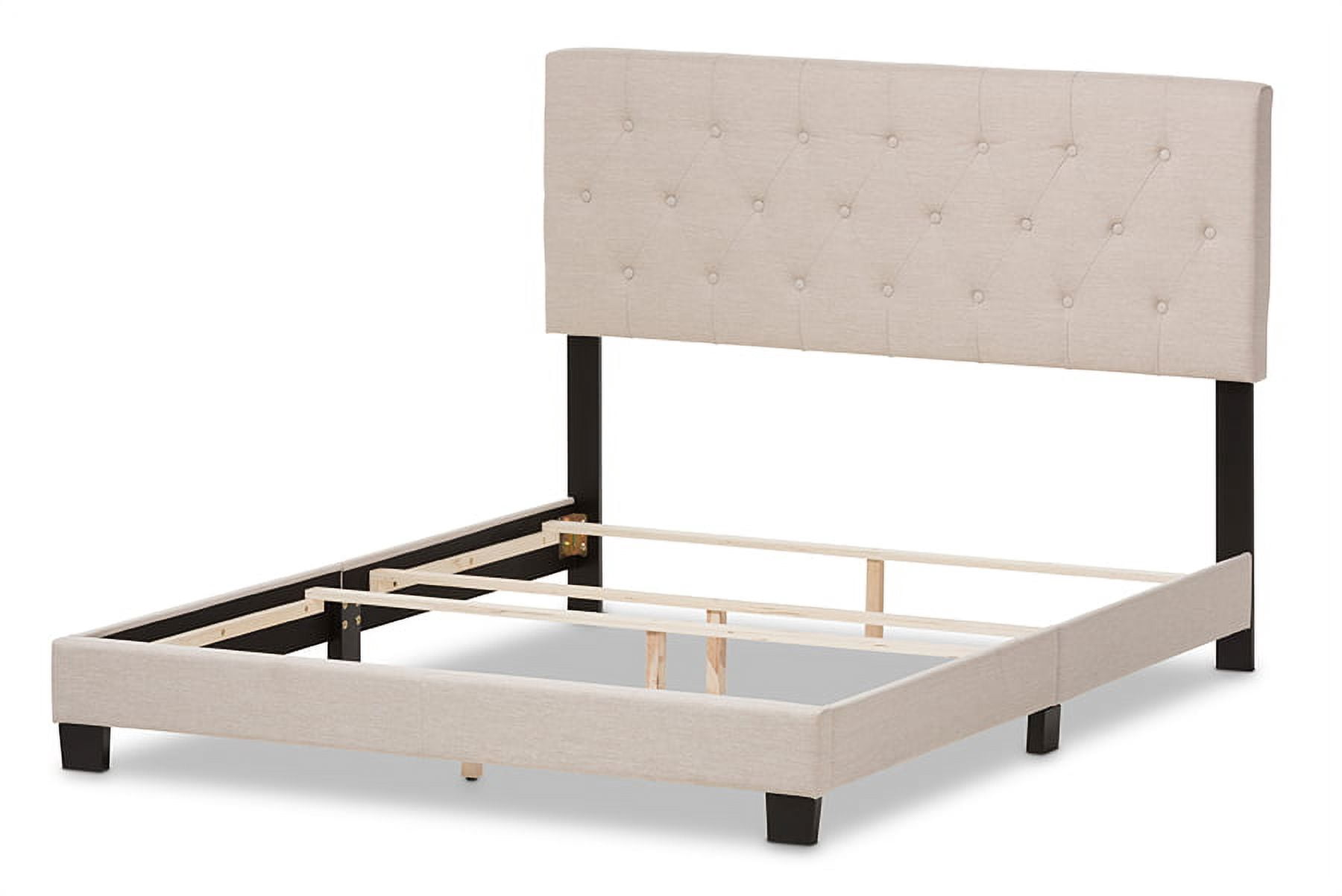 Baxton Studio Cassandra Light Beige Fabric Upholstered Queen Size Bed