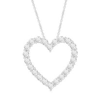 2 cttw Moissanite Heart Necklace for Women 18k White Gold Plated Sterling Silver (Color : D, Clarity : VVS1-VVS2)