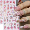 thumbnail image 2 of 2 Sheets 3D Spring Flower Nail Stickers Cherry Blossom Nail Art Stickers Design Golden Edge Pink Floral Nail Decals, 2 of 5