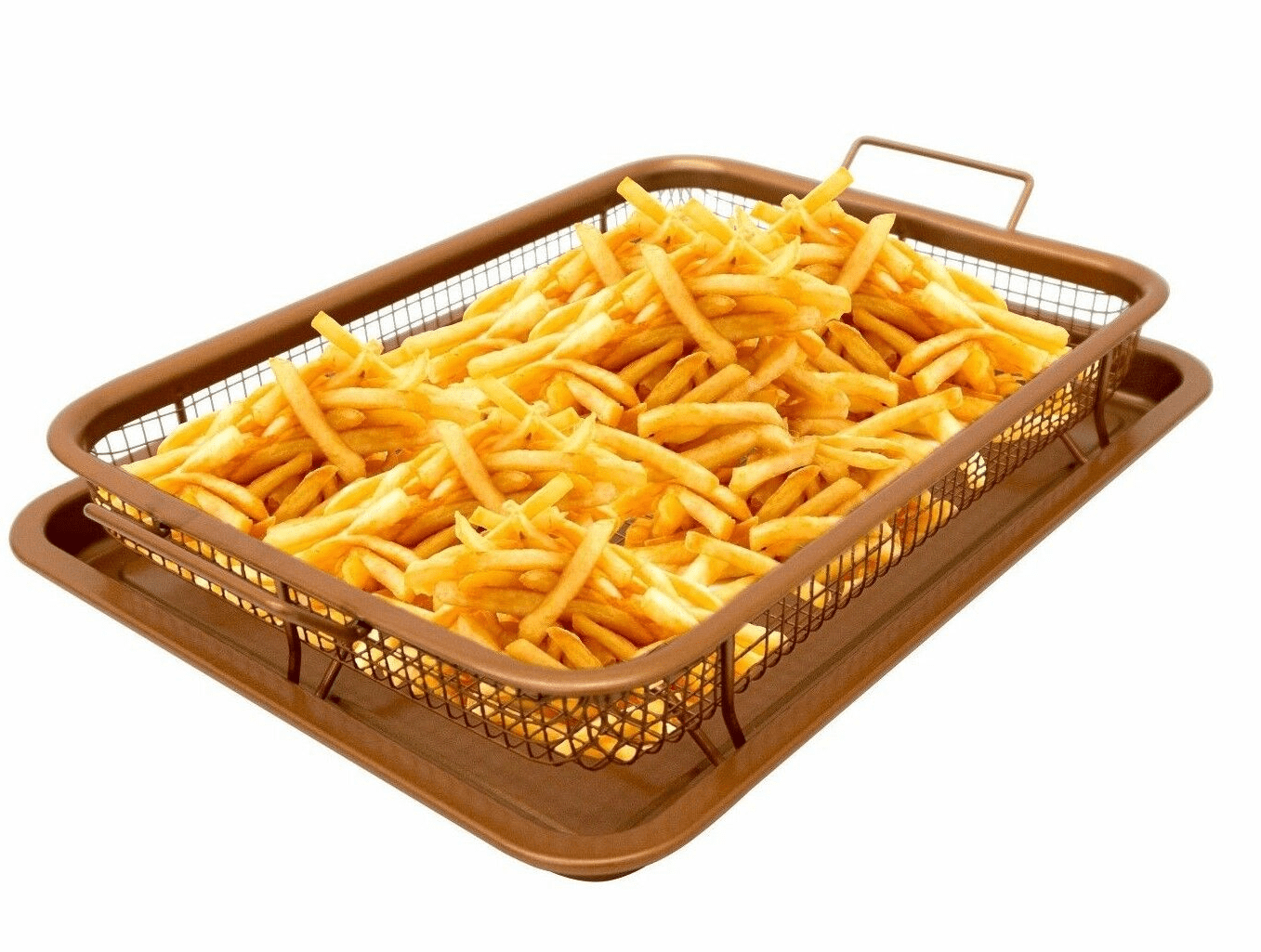 4425 2 Piece Set LETTUCE EAT ® Copper Crisper Non-Stick Oven Baking Tray with Crisping Basket 