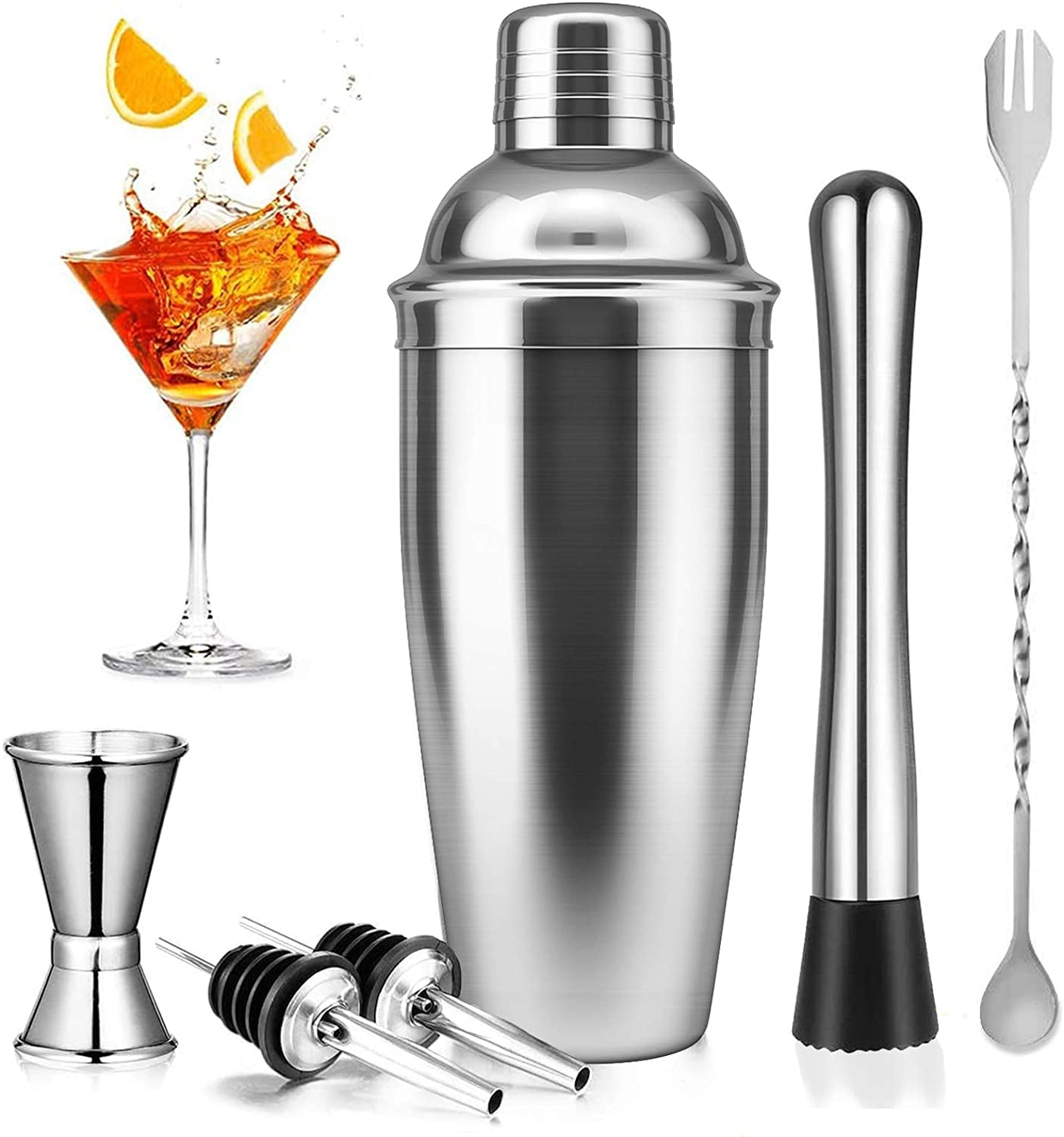 5pcs/Set Cocktail Shaker Bar Set Mixer Making Kit Gift Stainless Bartender T5H5