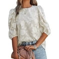 thumbnail image 1 of Qmyliery Casual Summer T-Shirts Women Ruffle Short Sleeve Tops Round Neck Tunic Tee Blouse, 1 of 4