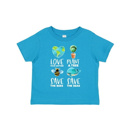 

Inktastic Earth Day Plant a Tree Save the Bees Save the Seas Love Your Mother Earth Gift Toddler Boy or Toddler Girl T-Shirt