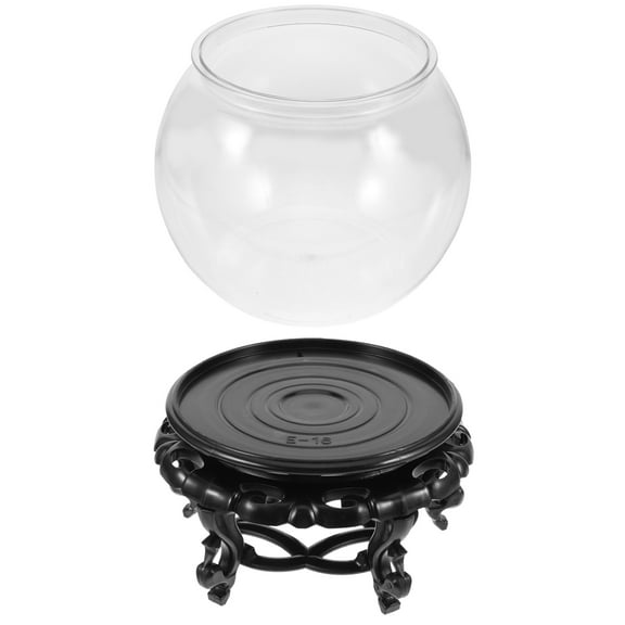 Portable Plastic Fish Tank for Decor Clear Fish Keeper with Base 7.87 Inches Diameter
