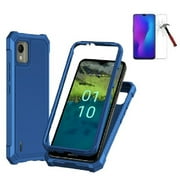 Phone Case for Nokia C110 (Straight Talk/ TracFone/Consumer Cellular),  Full Body  TPU Cover Case + Tempered Glass (Blue)