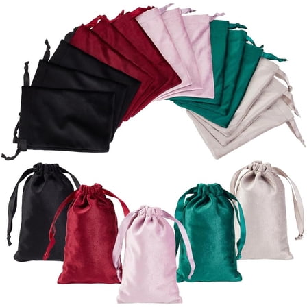 1 Set 20 Pcs Velvet Drawstring Bags 5 Colors Small Gift Bags 3.9x5.9 Inch Resuable Party Favor Bags Jewelry Pouches Candy Bags for Christmas Wedding Birthday Party Favor