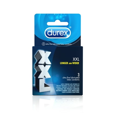 (2 Pack) Durex Condom XXL Longer & Wider Natural Latex Ultra Fine & Lubricated Condoms, 3 (Best Condoms For Natural Feel)