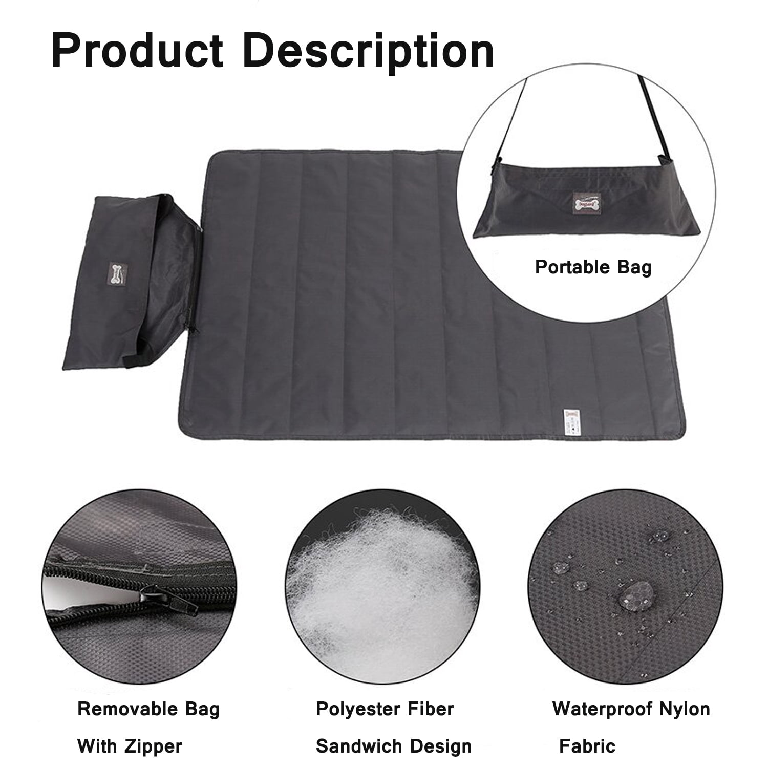 1PC 39In Outdoor Dog Bed, Waterproof & Foldable Camping Travel Pet Mat, Portable Double Sided Available Pet Pad, Large Size Easy to Clean, Breathable and Odor Resistant Pet Cooling Pad 28"*39"